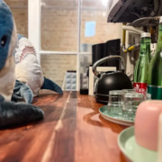 Shark Kaffee Pause Stofftier Haie Kaffee Pause im Coworking-Space in Wien!